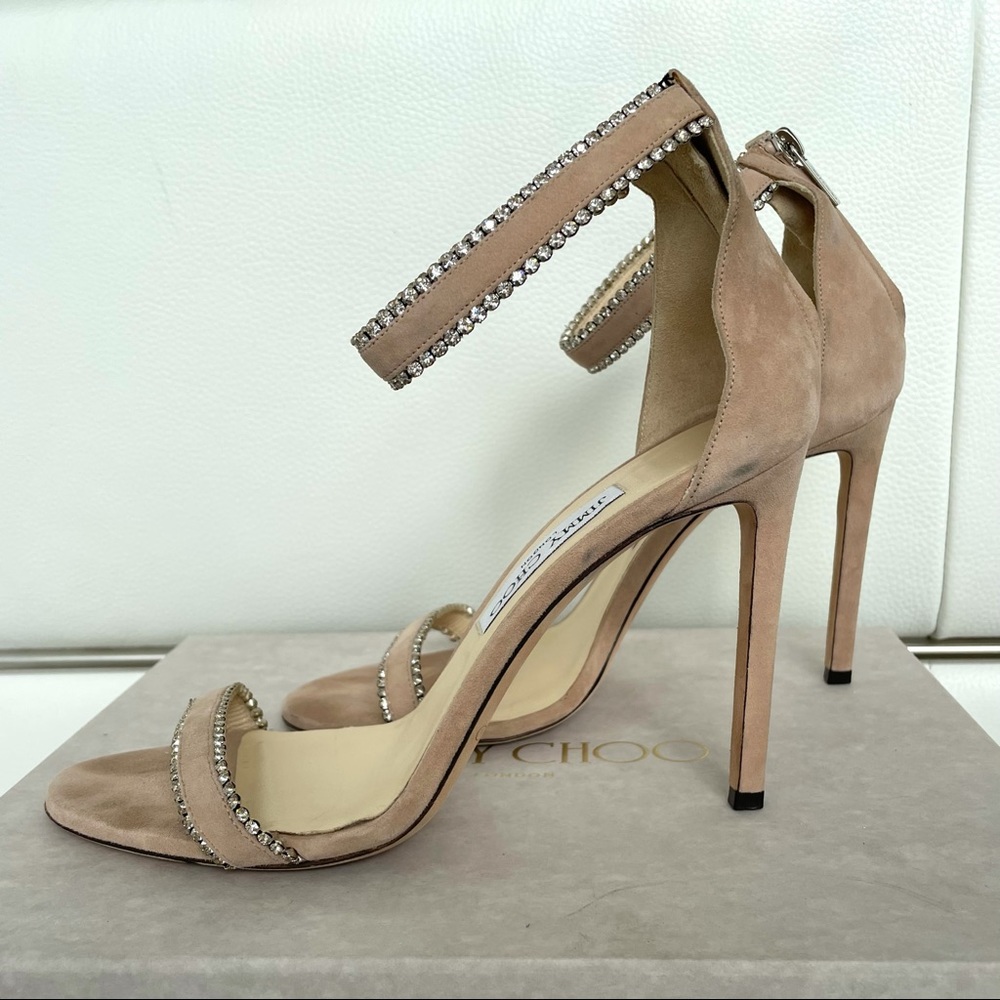 Jimmy Choo suede sandals with jewel trim